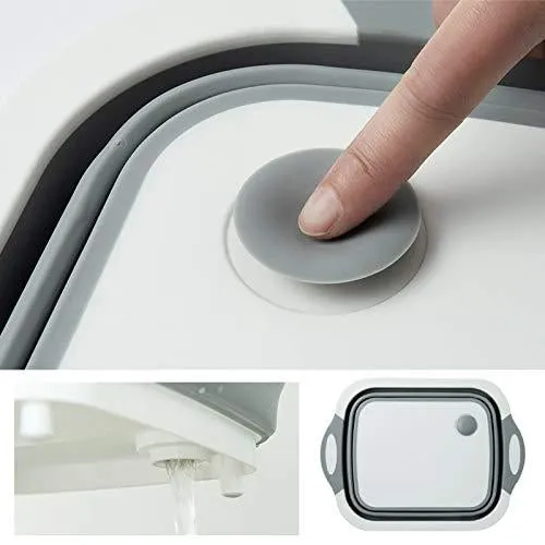 098 Foldable Chopping Board Dish Rack Washing Bowl  Draining Basket 3in1 Multi-function