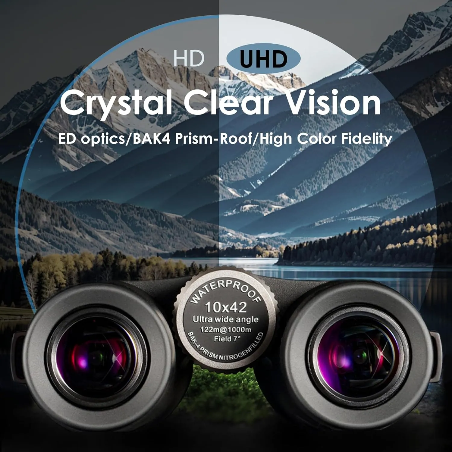 10x42 ED Binoculars for Adults High Powered,Ultra Wide Angle Waterproof Binoculars with ED Lenses, Super Bright Clear for Bird Watching, Hiking, Cruise Ship, Wildlife Viewing and Outdoor Activities