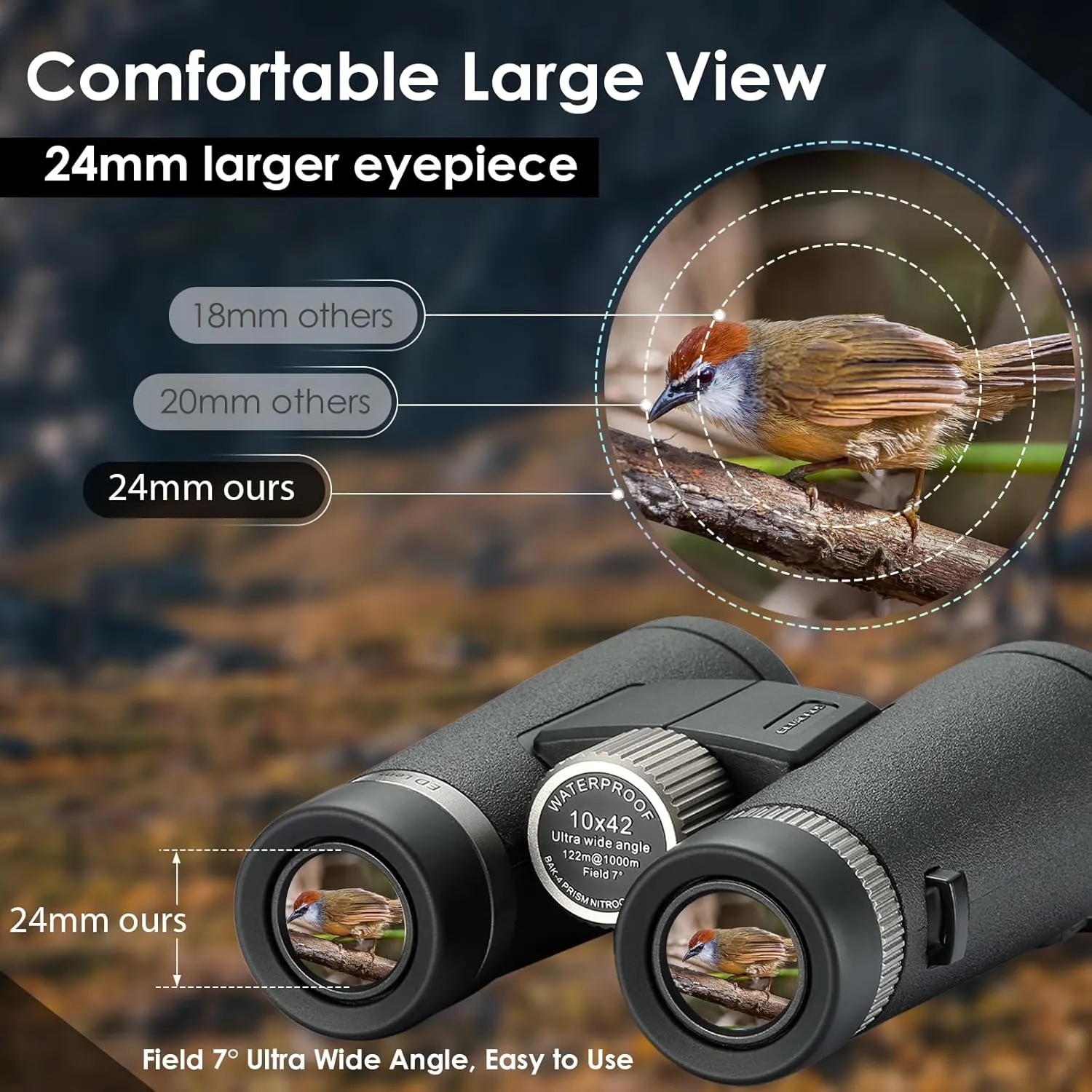 10x42 ED Binoculars for Adults High Powered,Ultra Wide Angle Waterproof Binoculars with ED Lenses, Super Bright Clear for Bird Watching, Hiking, Cruise Ship, Wildlife Viewing and Outdoor Activities