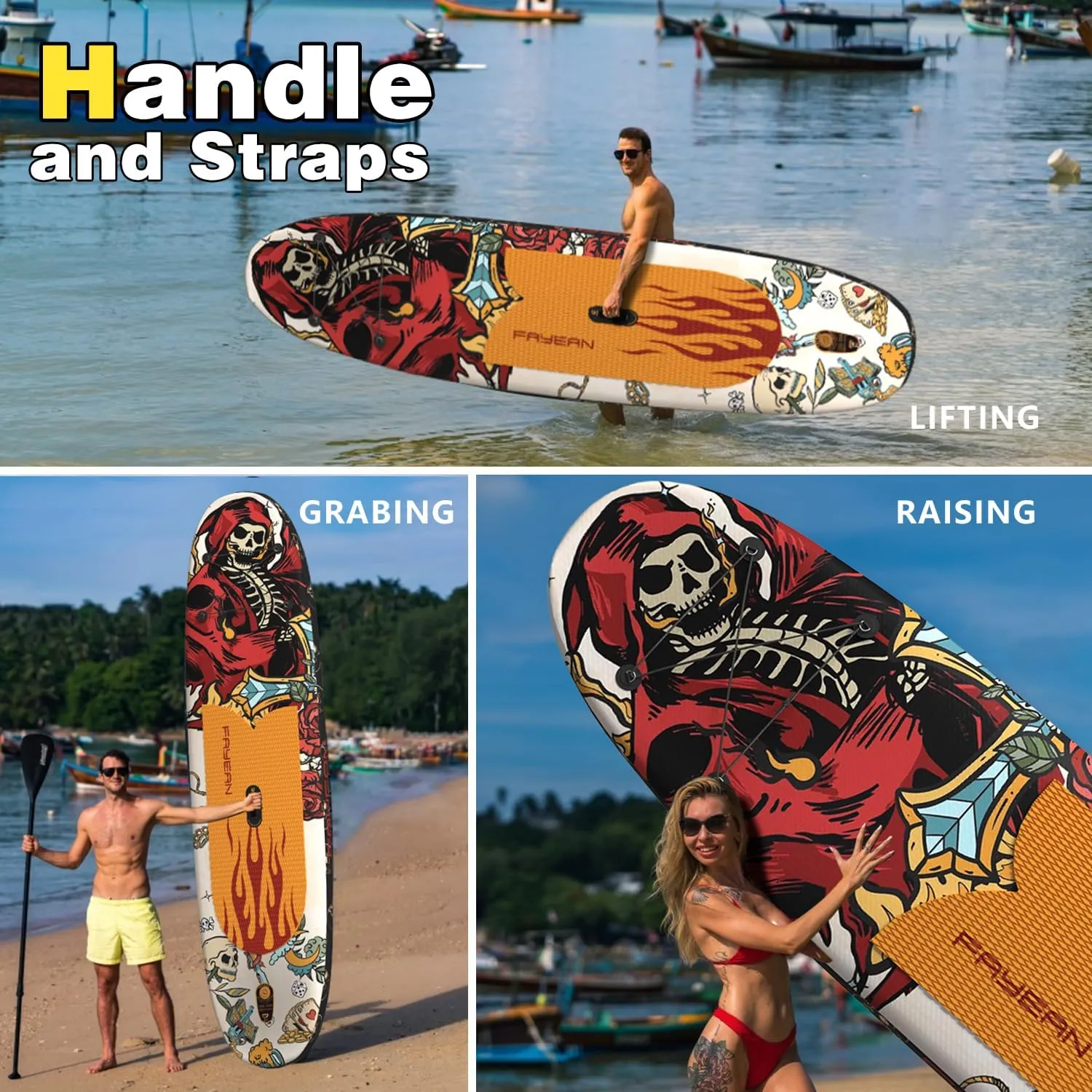 11"×33"×6" Extra Wide Stand Up Paddle Board, Inflatable Paddle Board with Sup Accessories, 400lbs Capacity for Family with Safety Leash, All Round Sup for Yoga Fishing Surfing