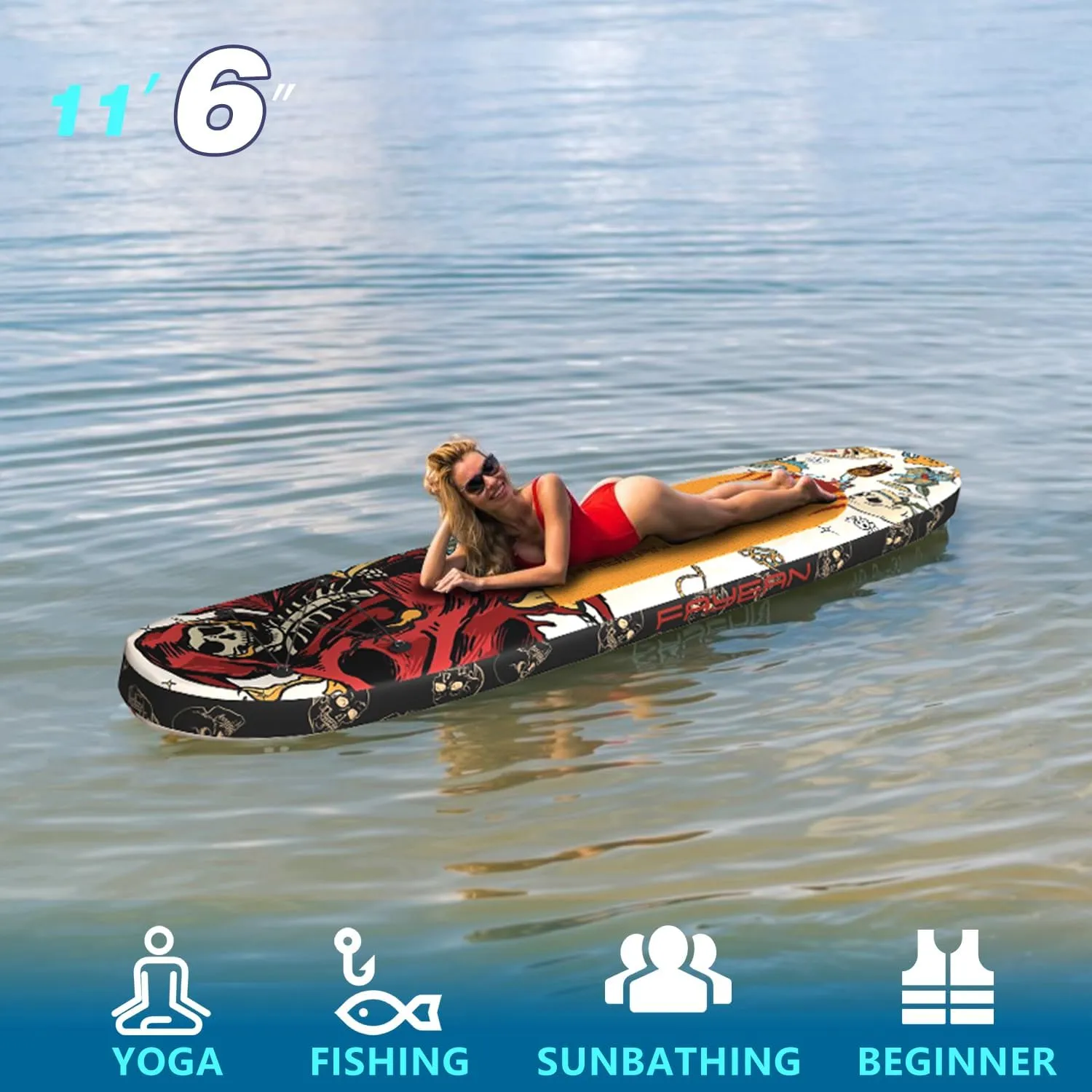 11"×33"×6" Extra Wide Stand Up Paddle Board, Inflatable Paddle Board with Sup Accessories, 400lbs Capacity for Family with Safety Leash, All Round Sup for Yoga Fishing Surfing