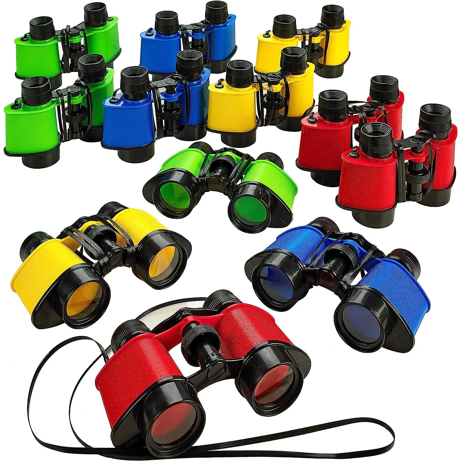 12-Pack Toy Binoculars for Kids by Kicko - 3.5 x 5 in Binoculars for Bird Watching, Jungle Exploration for Party Favors and Adventure Play - Durable and Easy to Use