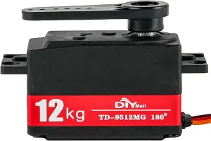12kg Low Profile Servo 180 TD-9512MG RC Digital Servo Waterproof Full Metal Gear High Speed 1000-2000ues for 1/8 1/10 RC Car Helicopter Tail Robot (Remote Control)