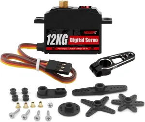 12KG Low Profile Servo High Torque Servo Motor,with 25T Arm for 1/10 1/12 RC Vehicles On-Road Touring Drift Car Helicopter Tail Model