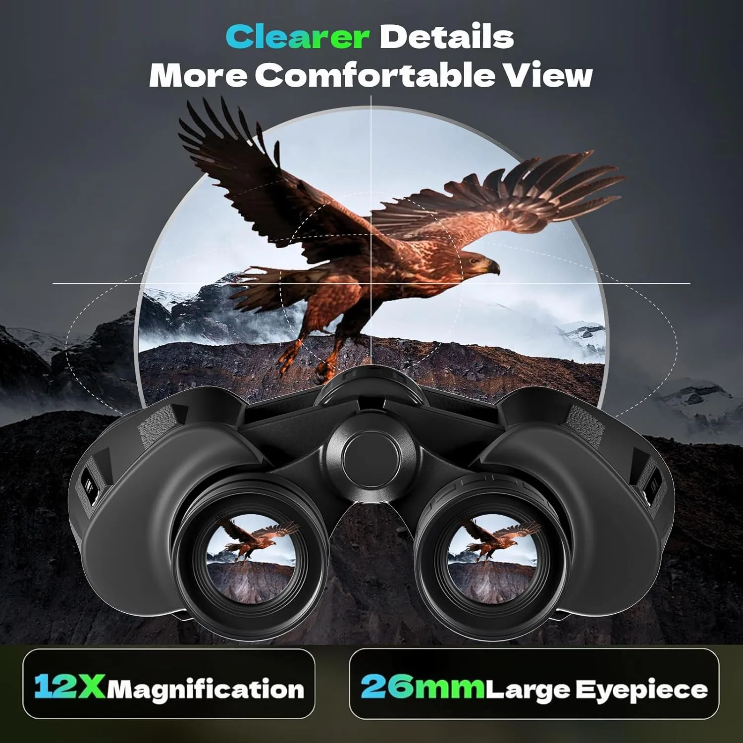 12x40 HD Binoculars for Adults and Kids High Powered, Clear Large View & Low Light Night Vision, Waterproof Binoculars for Hunting, Birds Watching, Cruise Ship, Theaters, Travel and Stargazing