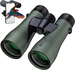12X50 Professional Binoculars for Adults High Power with Phone Adapter, HD Binoculars with BaK4 prisms, Super Bright Lightweight & Waterproof Binoculars Perfect for Bird Watching, Hunting, Stargazing