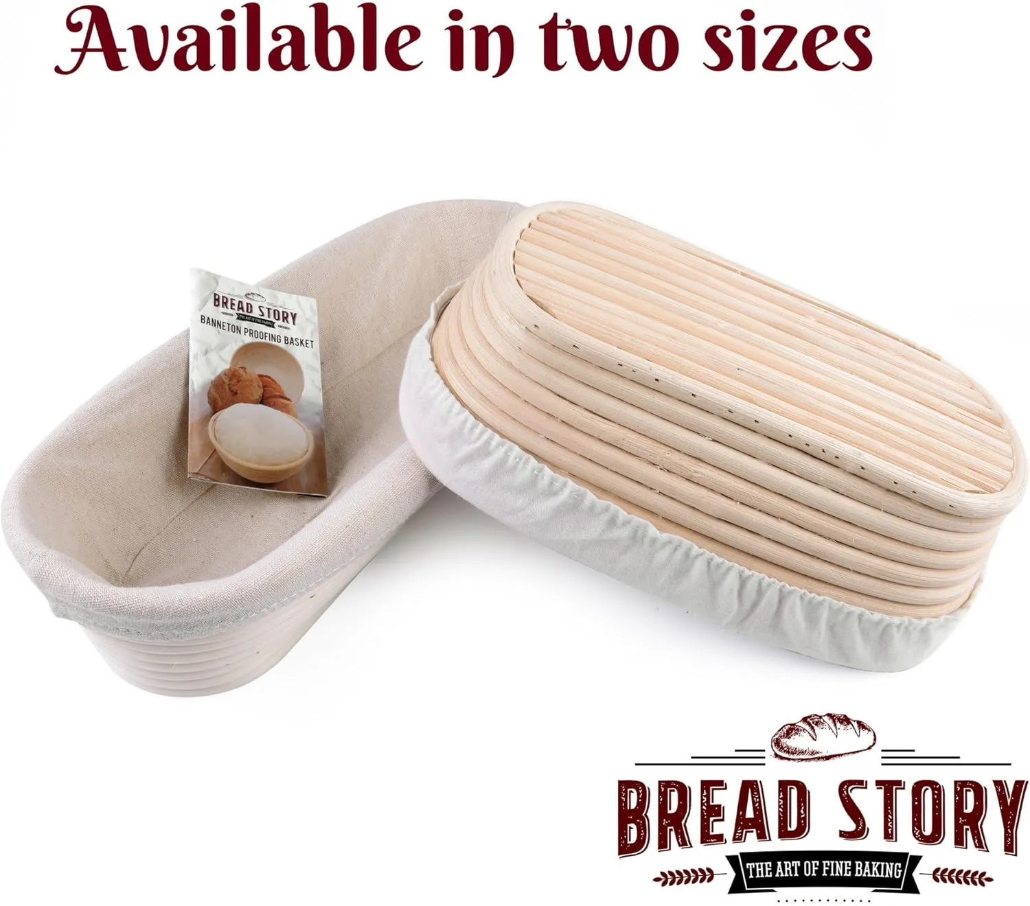 (14x6 inch) Oval Proofing Basket Set by Bread Story Oval Banneton Brotform Handmade Unbleached Natural Cane Bread Baking Kit with Cloth Liner - Course Discount Coupon