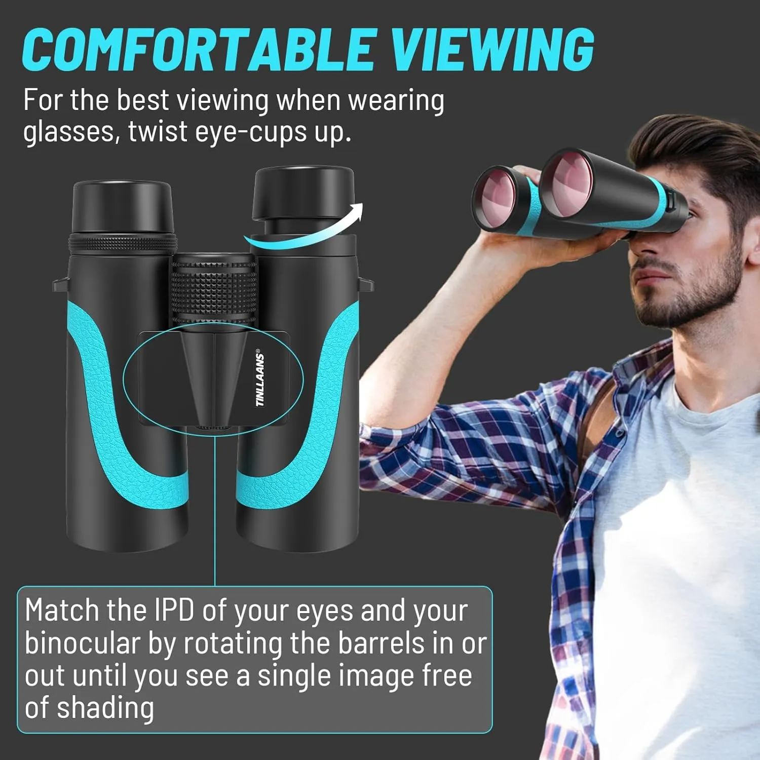 15x55 HD Binoculars for Adults, High Powered, Large View, BAK4 Prism, Waterproof, Lightweight for Bird Watching, Hiking, Travel, Cruise Trip with Phone Adapter (Blue)