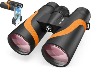 15x55 HD Binoculars for Adults High Powered,8° Wide Angle Binoculars,367/1000yds,BAK4 Prism FMC Lens,IPX7 Waterproof Binoculars for Bird Watching Hiking Travel Sports with Phone Adapter(Orange)
