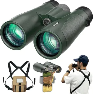 15X56 Professional UHD Binoculars for Adults High Powered with Phone Adapter and Harness, Super Bright Waterproof Binoculars for Hunting Stargazing Bird Watching Hiking Travel