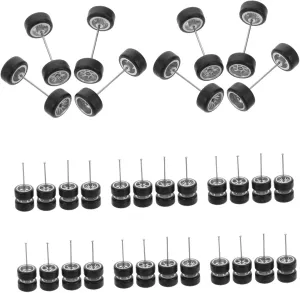 16 Pairs Scale Diecast Car Wheels Kit Detachable Rubber Tires for Easy Replacement Realistic Design Portable Display for Model Car Collectors
