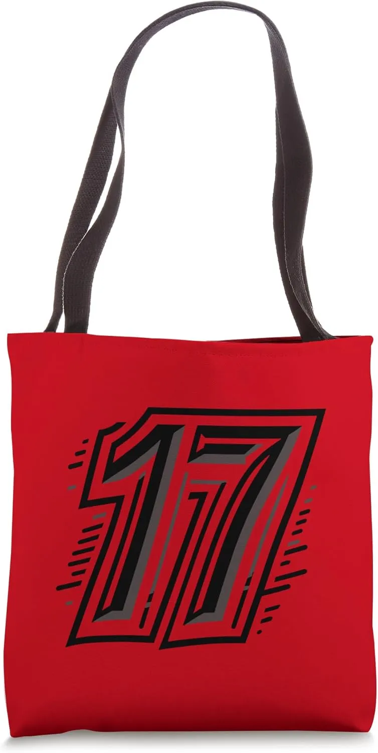 17 Black "Seventeen's Stride" - Number 17 Sports and Clubs Tote Bag
