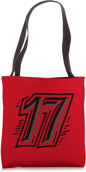 17 Black "Seventeen's Stride" - Number 17 Sports and Clubs Tote Bag