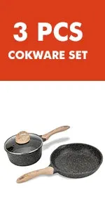 20-Piece Nonstick Granite-Coated Cookware Set – Induction Compatible