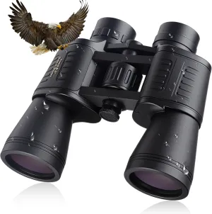 20 x 50 High Powered Binoculars for Adults, Large View Binocular Waterproof Compact Binoculars with Low Light Vision for Bird Watching Sightseeing Wildlife Watching Traveling Stargazing (Black)