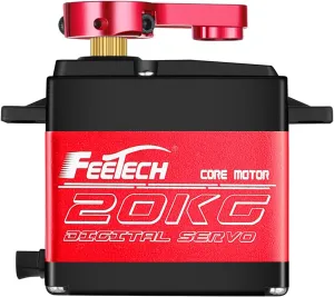 20KG Servo Motor 7.4V High Voltage Waterproof High Torque RC Servo Full Metal Gear Digital Servo, Aluminium Case, Control Angle 180° for 1/8 1/10 RC Cars, TRAXXS x4, Baja, RC4WD, GTR and More