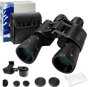 20x50 Binoculars for Adults with Phone Adapter - 20X Professional Binoculars for Bird Watching, Hunting, Concerts, Travel & Outdoor, Waterproof & Fogproof, Includes Carrying Bag