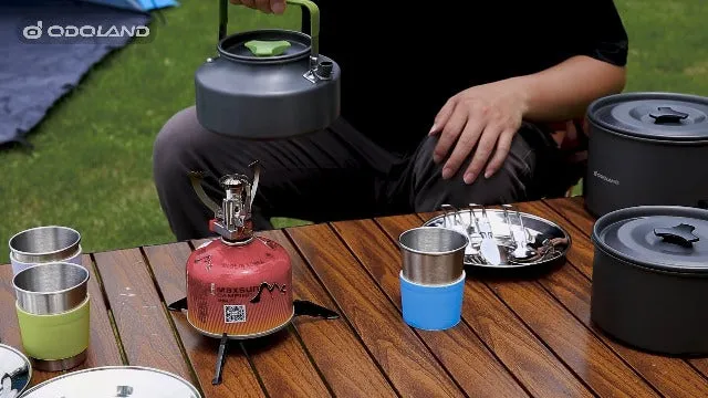 29pcs Camping Cookware Mess Kit, Non-Stick Lightweight Pots Pan Kettle
