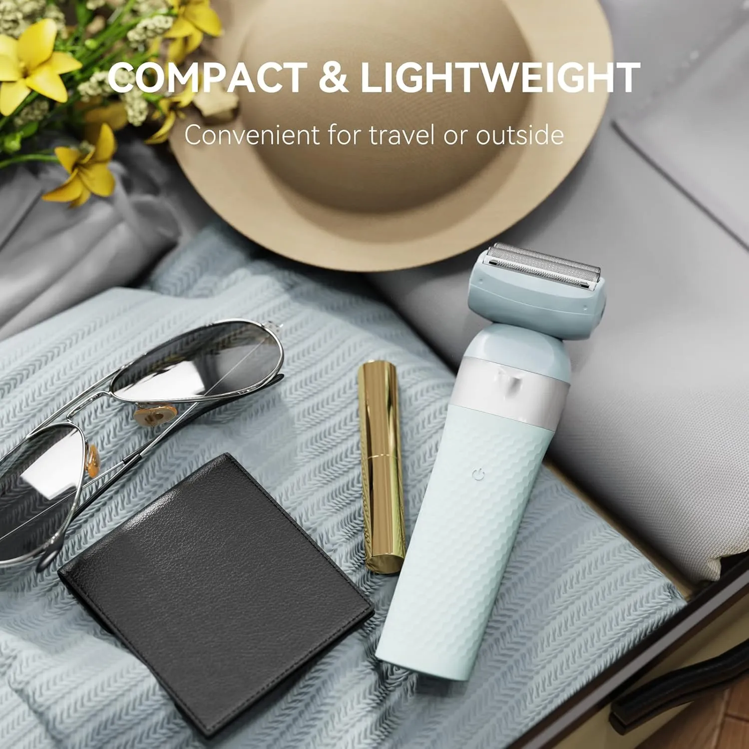 3-in-1 Electric Razor for Women,Dual-Foil Electric Shaver for Woman Face,Legs,Armpit,Rechargeable Bikini Trimmer,3-,Intimate Shaver with Illumination,Public Hair Trimmer Women (Light Blue)
