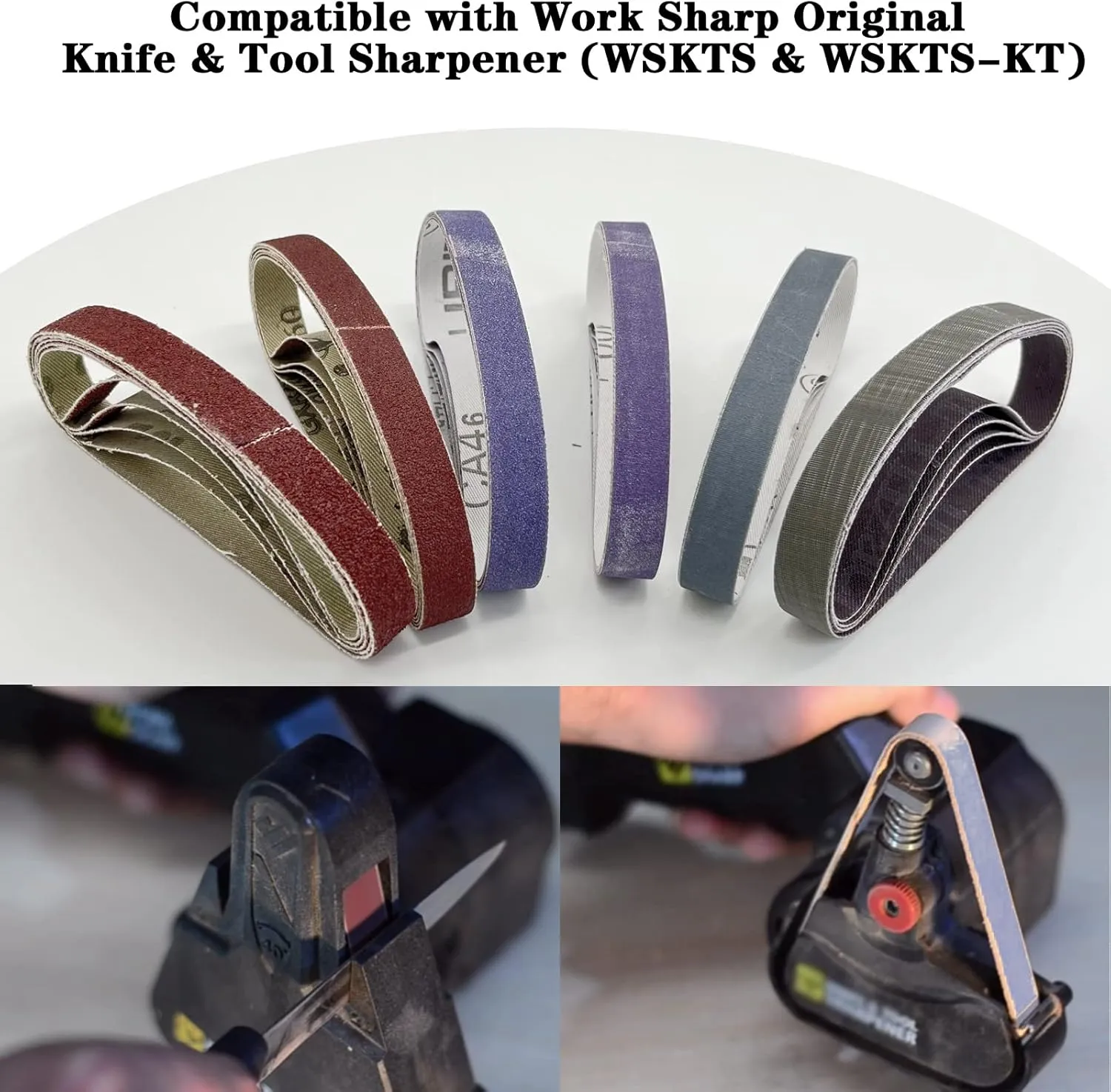 30 Pcs 1/2" x 12" Replacement Sharpening Belt Kit for Official Work Sharp Knife & Tool Sharpener (WSKTS & WSKTS-KT/Mk.1 & Mk.2) - 80/120/240/400/1000/2500 Grits