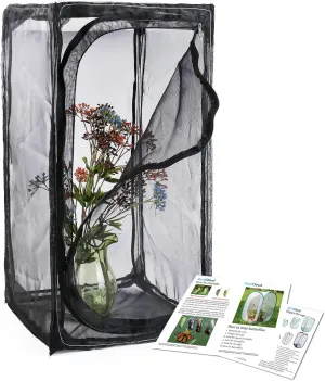 30" Heavy Duty Monarch Butterfly Habitat, Outdoor Collapsible Insect Mesh Cage Terrarium Pop-up with Zipper Protection and Unzip Bottom