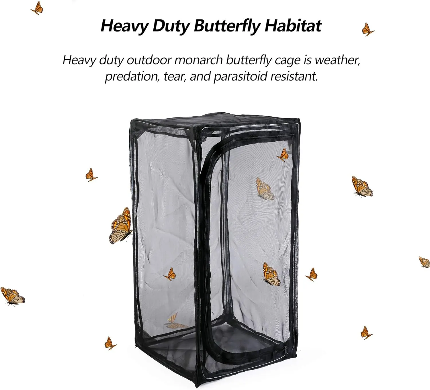 30" Heavy Duty Monarch Butterfly Habitat, Outdoor Collapsible Insect Mesh Cage Terrarium Pop-up with Zipper Protection and Unzip Bottom