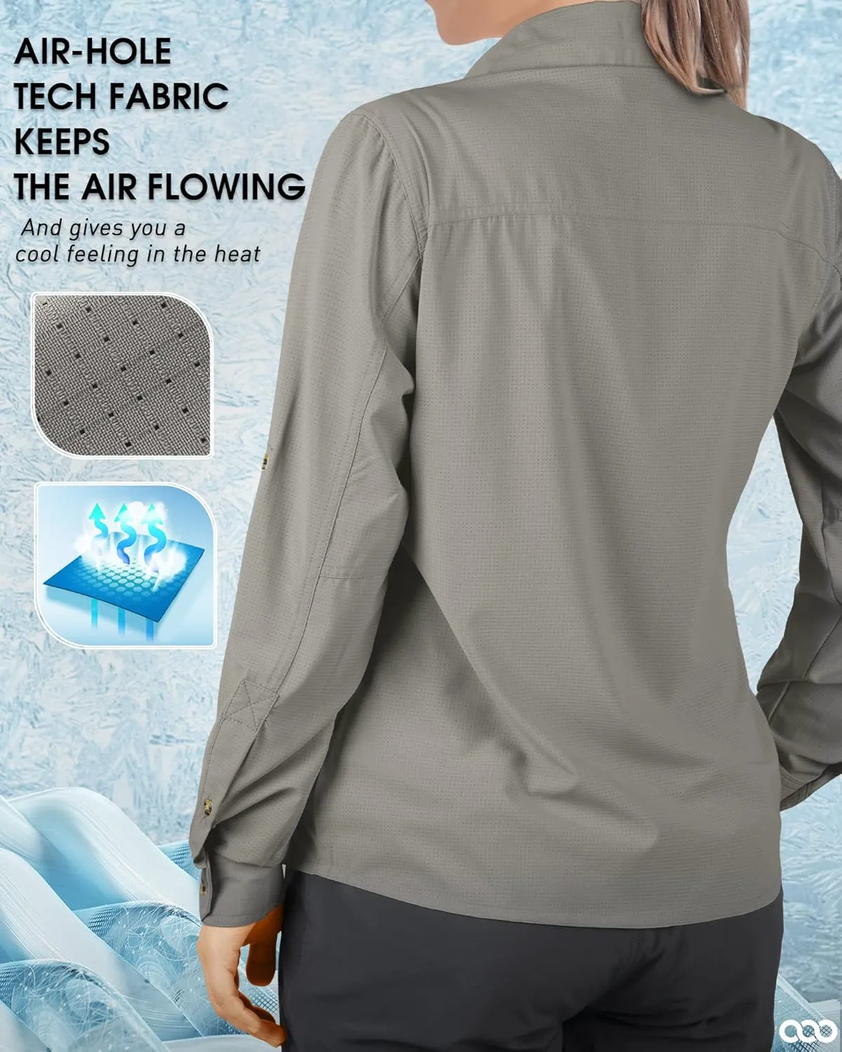 33,000ft Women's UPF 50 UV Sun Protection Shirt, Cool Quick Dry Long Sleeve Outdoor Fishing Hiking Safari Travel Shirt