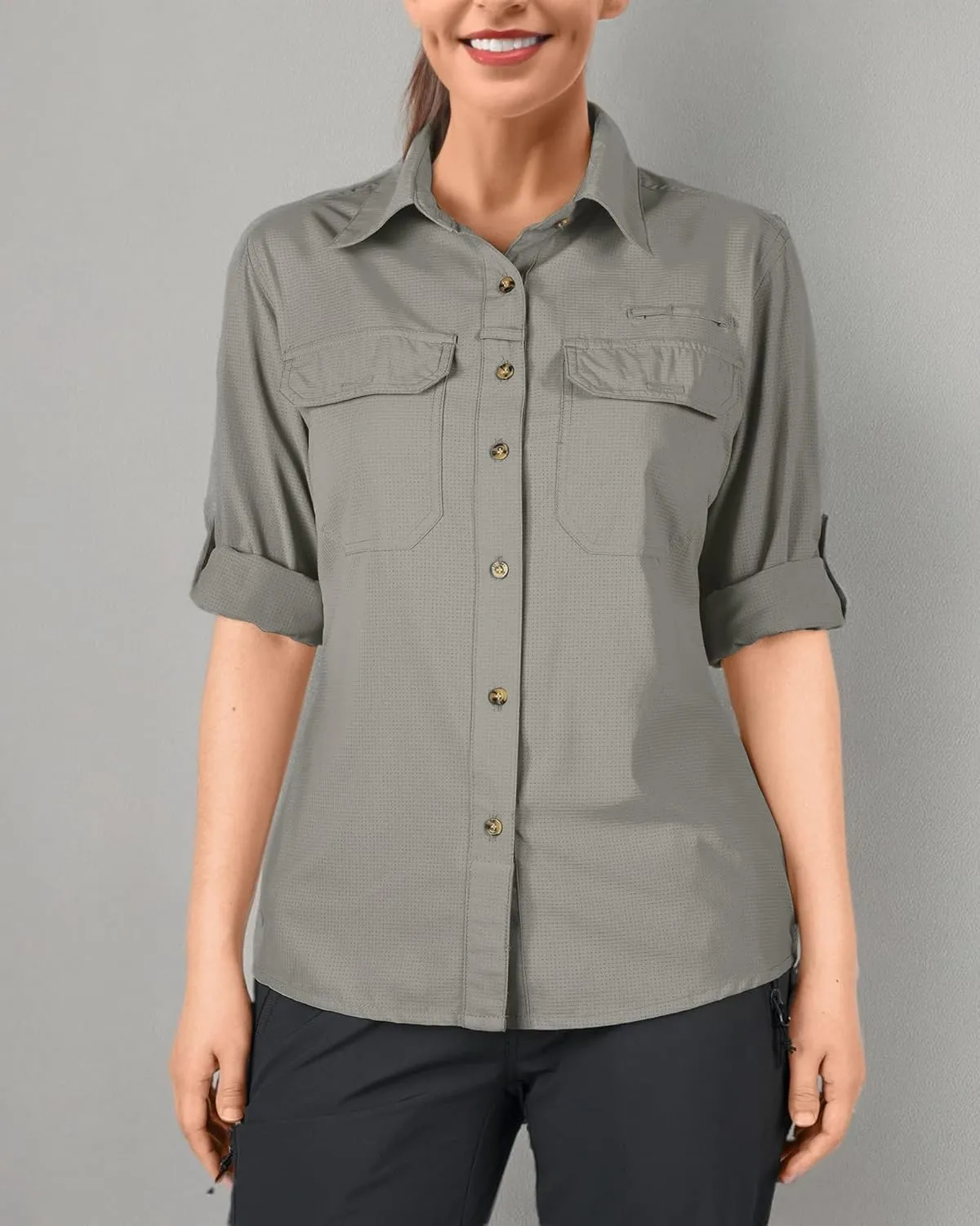 33,000ft Women's UPF 50 UV Sun Protection Shirt, Cool Quick Dry Long Sleeve Outdoor Fishing Hiking Safari Travel Shirt