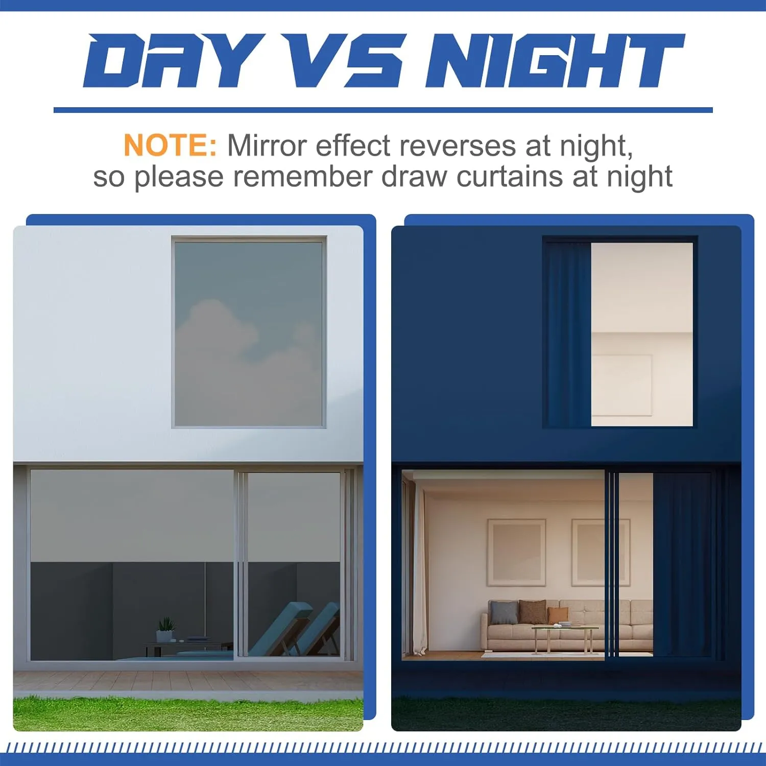 36 Inch X 26 Ft One Way Window Tint Privacy Reflective Daytime Mirror Film Sun Blocking Thermal Insulated Film Heat Control Static Cling Anti UV for Home Office (Silver)