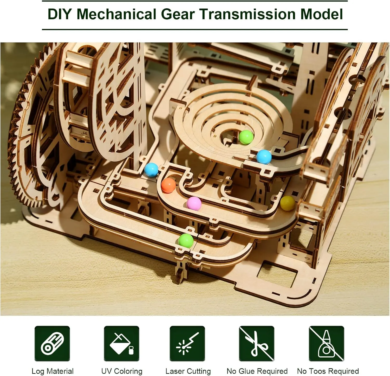3D Wooden Puzzles for Adults, Rollercoaster Marble Maze Run Model DIY Building Kits Block Craft, Mechanical Gear Kit Hobbies Toys Valentines Birthday for Hobbyist, 396 PCS