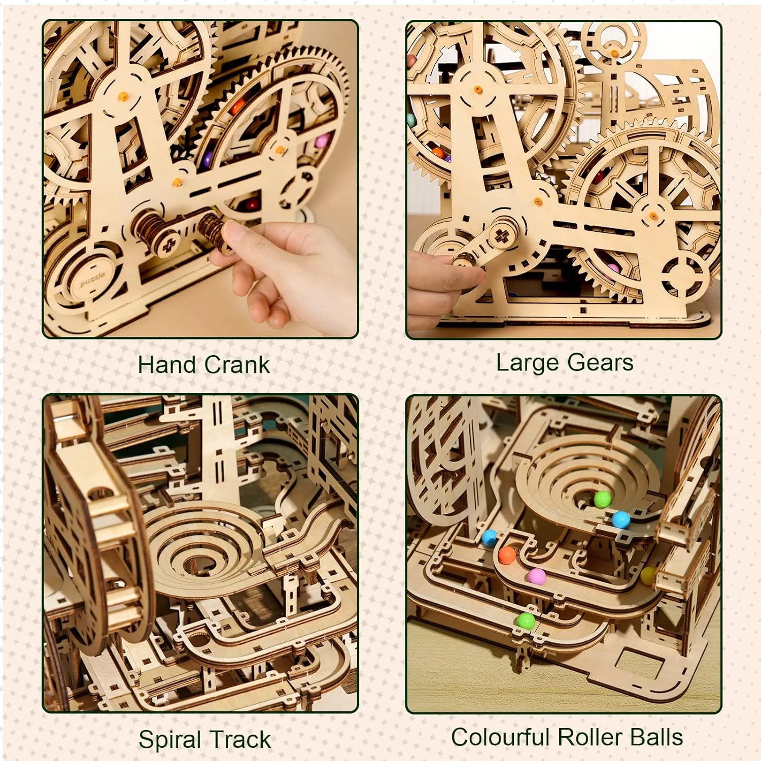3D Wooden Puzzles for Adults, Rollercoaster Marble Maze Run Model DIY Building Kits Block Craft, Mechanical Gear Kit Hobbies Toys Valentines Birthday for Hobbyist, 396 PCS