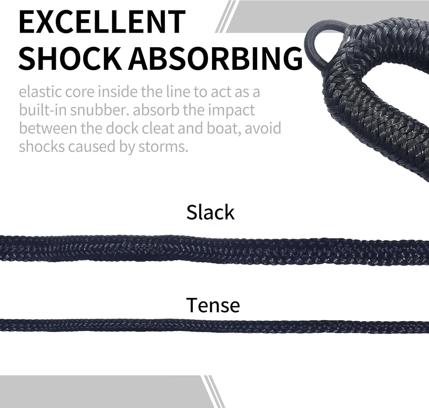 4FT Boat Bungee Dock Line Marine Rope 2-Pack for Temporary Boat Docking, with 316 Stainless Steel Clip,Boat Accessory for Kayak, Pontoon, Watercraft, Canoe, Power Boat (Black)