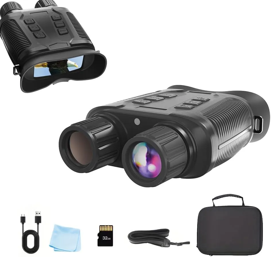 4K Night Vision Goggles for Adults, Infrared Binoculars with 3.2" HD Screen, 10X Optical & 8X Digital Zoom, 1000M Range, Rechargeable 4000mAh Battery