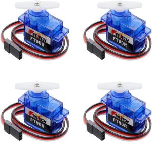 4pcs FT90R Digital Micro Servo (1.5kg/cm) - Small 360 Degree Continuous Rotation Servo Lightweight Servo 9g for Arduino RC Robot Car Helicopter Boat