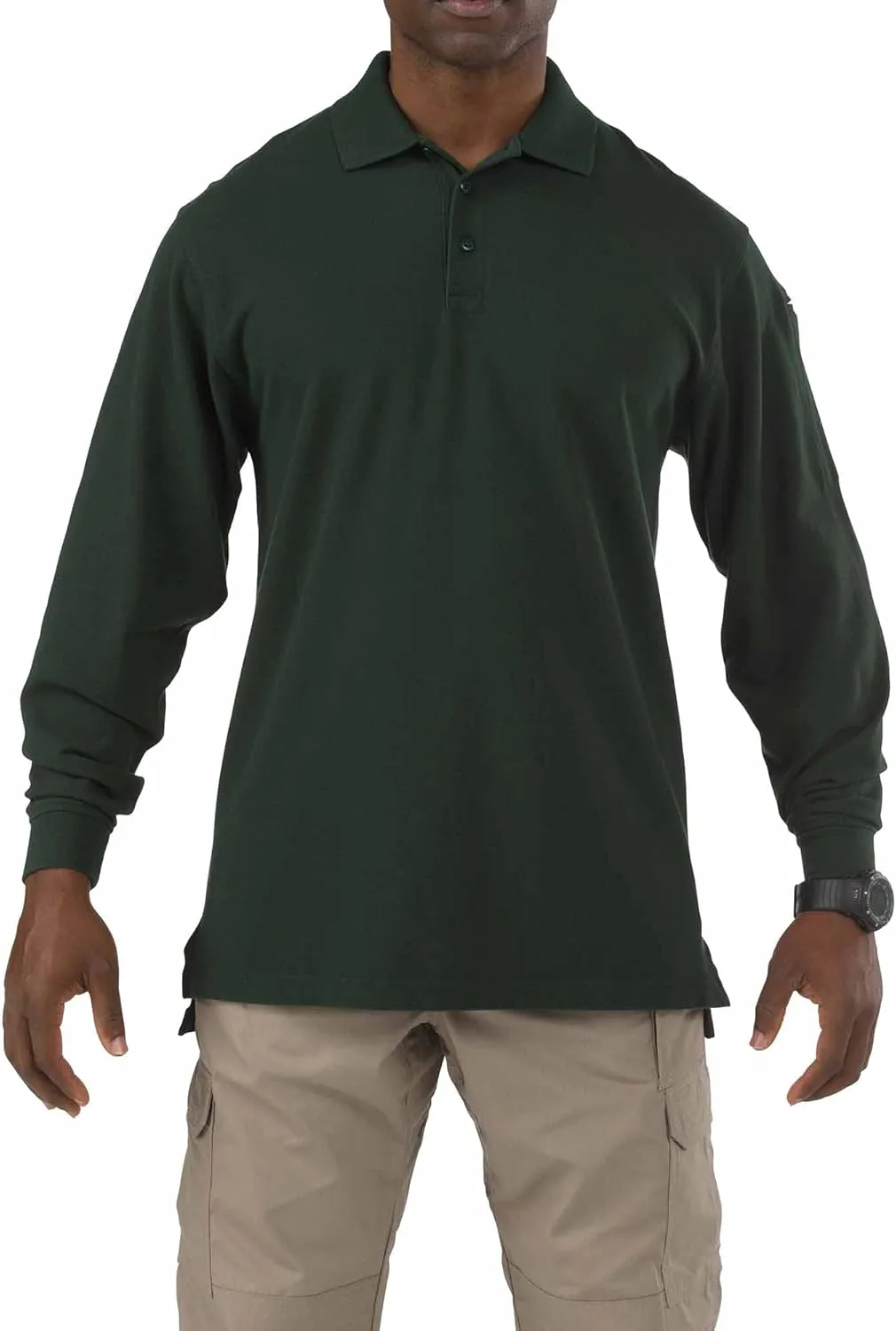 5.11 Tactical Professional Long Sleeve Polo Shirt, Cotton Pique Knit, Reinforced Seams, Style 42056