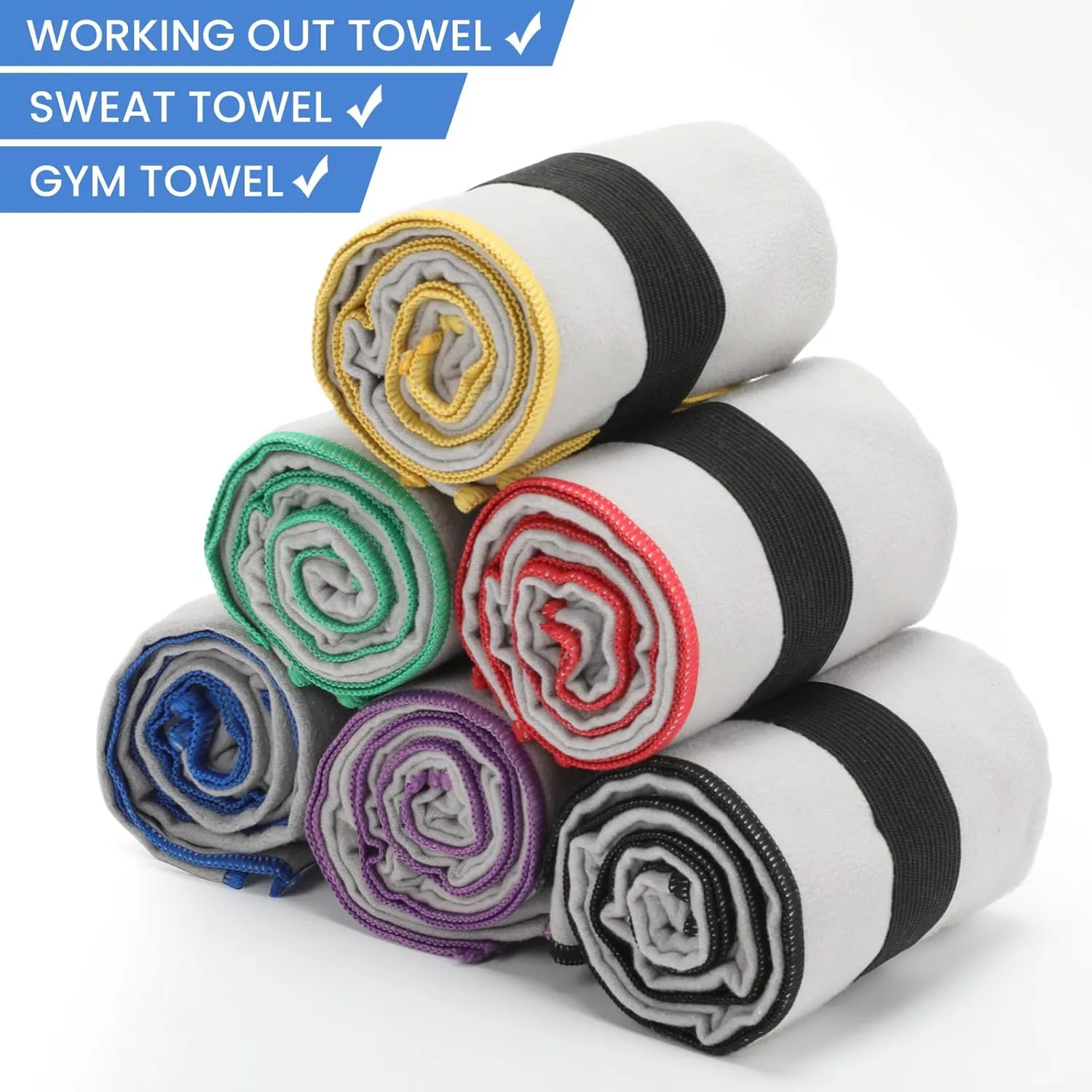 6 Pack Sweat Towels for Workout Quick Dry Microfiber Gym Towel Men Women Fitness Gear for Sports Exercise Tennis Yoga Running Cycling Hiking Towel(6 Pack(Grey))