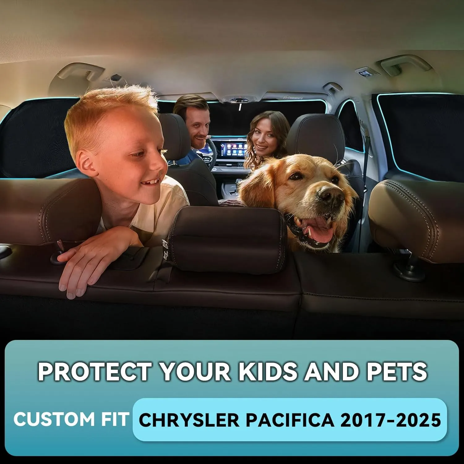 8 PCS Sun Shades for Chrysler Pacifica Windshield Sunshade, 2-Layer Full Window Shades for Pacifica 2017-2025 Front Rear Side Window Covers Sun Visor Blocker Privacy Car Accessories Keep Car Cool