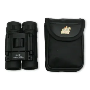 8 x 21 Black Binoculars In Case - Horse Eventing Enamel