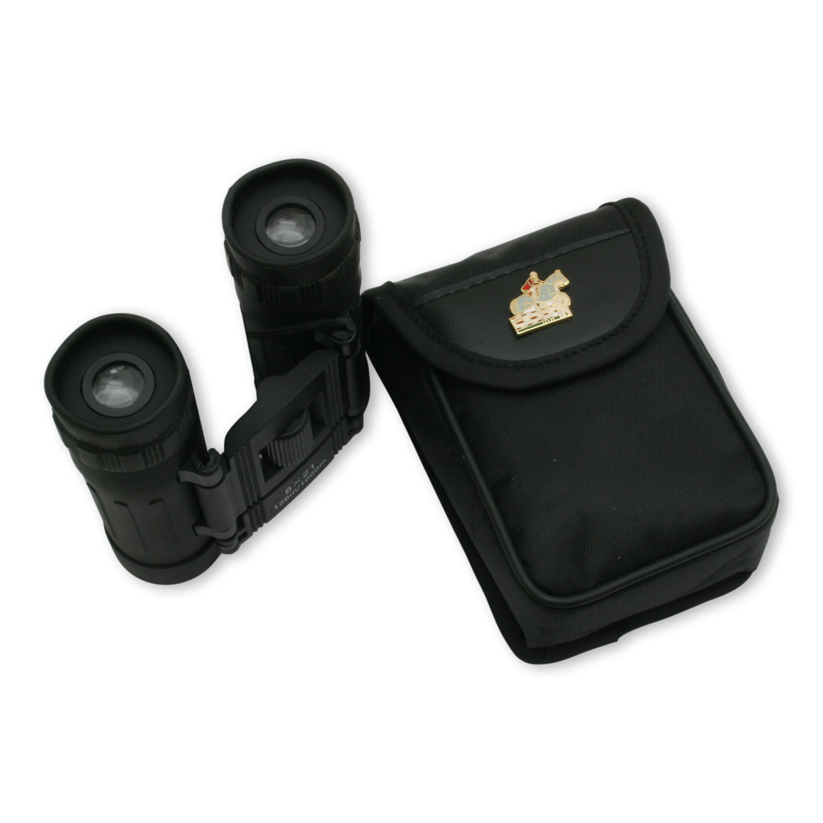 8 x 21 Black Binoculars In Case - Horse Eventing Enamel