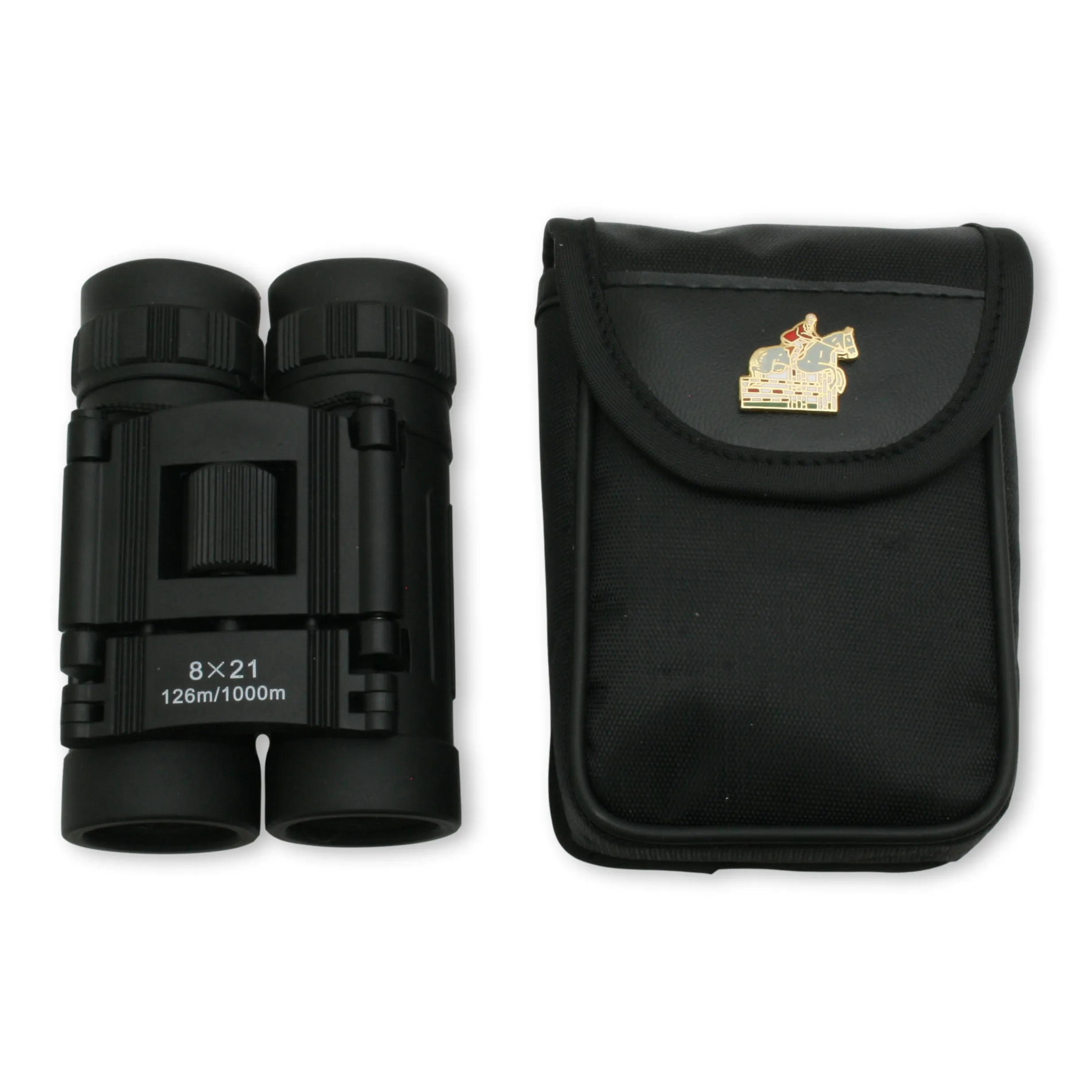 8 x 21 Black Binoculars In Case - Horse Eventing Enamel