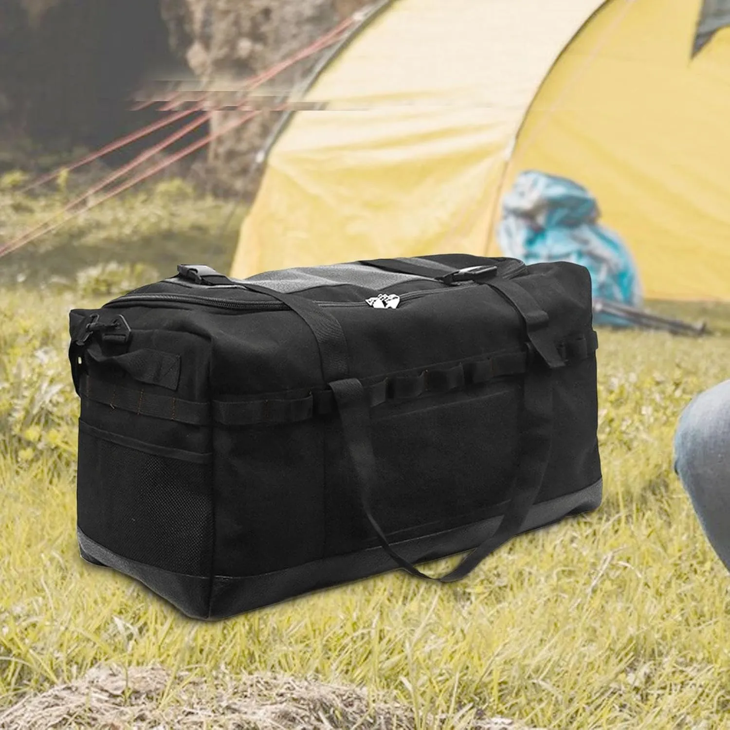 80L Duffel Bag Camping Storage Bag Multifunctional Camping Cooking Utensils Organizer Wear Resistant Barbecue Tool Bag