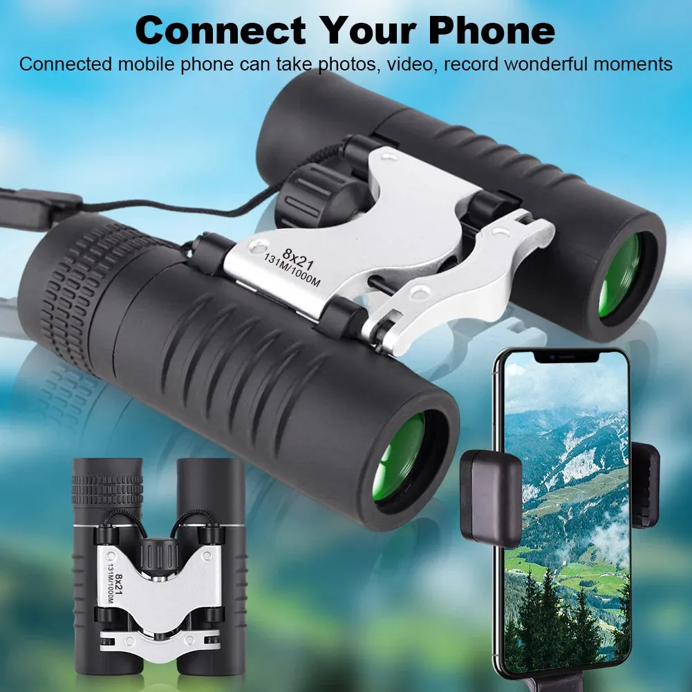 8x21 High-Powered Waterproof Binoculars – HD Wide-Field Optics for Bird Watching, Hunting & Events