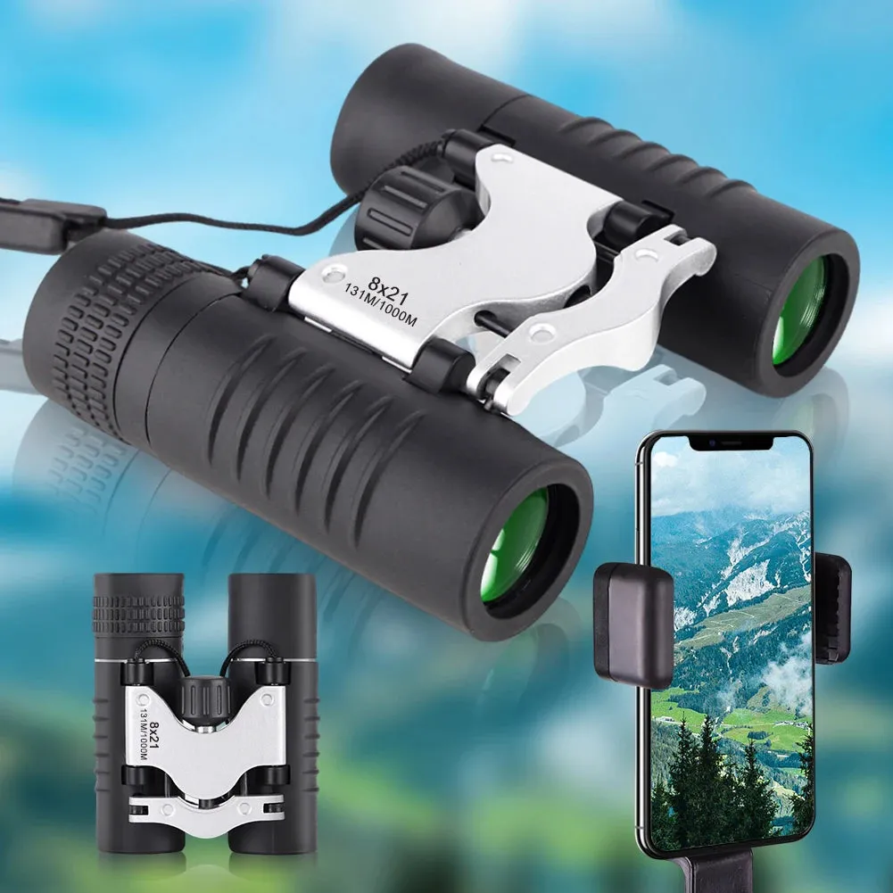 8x21 High-Powered Waterproof Binoculars – HD Wide-Field Optics for Bird Watching, Hunting & Events