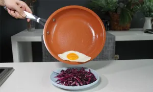 9.5 Ultra Nonstick Red Copper Frying Pan With Stainless Steel Handle