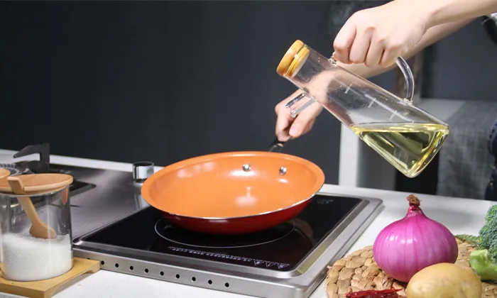 9.5 Ultra Nonstick Red Copper Frying Pan With Stainless Steel Handle