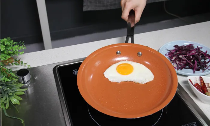 9.5 Ultra Nonstick Red Copper Frying Pan With Stainless Steel Handle