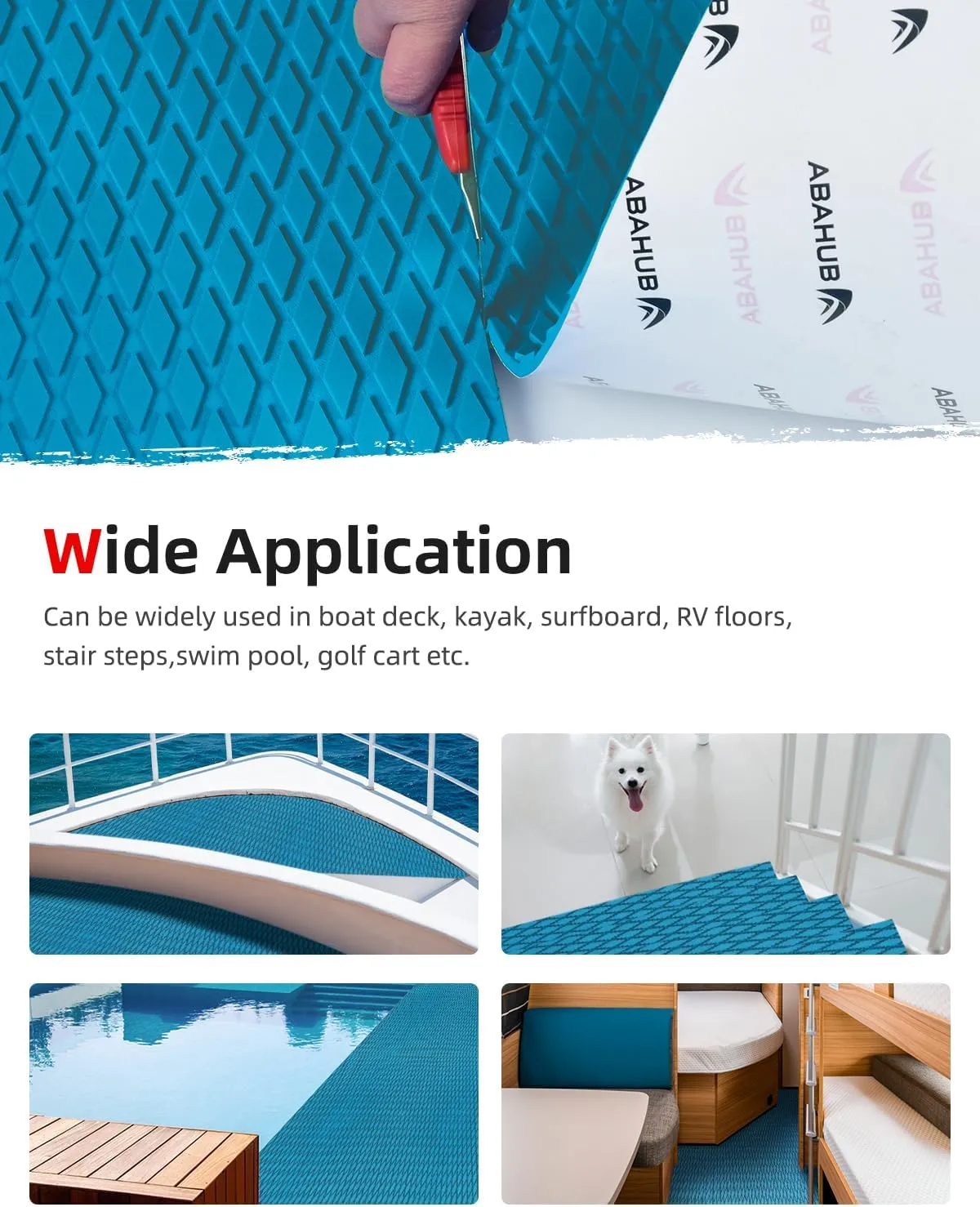 Abahub EVA Foam Boat Flooring 96''x16''/23.5''/38''/47'' 48''x16'' Non-Slip Camouflage Surfboard Traction Pad Grip Mat Self-Adhesive Trimmable Decking Sheet for Boats SUP Paddleboard Kayak Surfing
