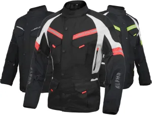 ACG ADVENTURE MOTORCYCLE JACKET MEN FOR TOURING CE ARMOR WATERPROOF ALL SEASON BIKER RIDING (BLACK/RED, SMALL)