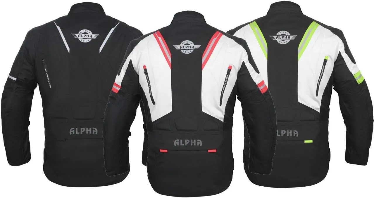 ACG ADVENTURE MOTORCYCLE JACKET MEN FOR TOURING CE ARMOR WATERPROOF ALL SEASON BIKER RIDING (BLACK/RED, SMALL)