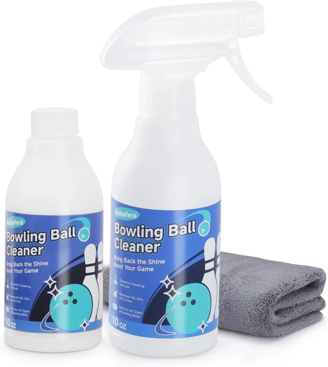 Adhafera Bowling Ball Cleaner Kit – 10oz Spray Cleaner for Bowling Balls with 3 Modes & Dual-Sided Towel, Ideal Gift for Bowlers
